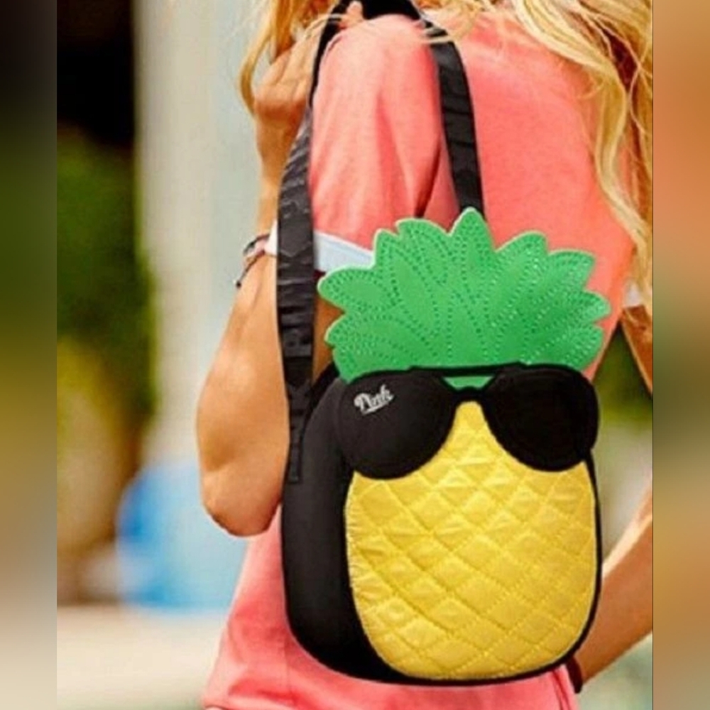NEW Victoria's Secret PINK Pineapple Beach Cooler Bag Tote Shoulder Lunch Picnic